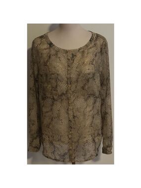 Women's Ecote Beige Brown Snake Print Blouse Size L